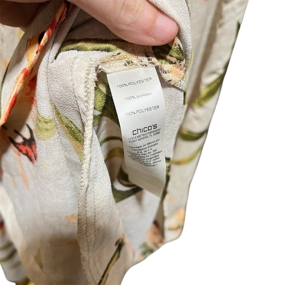 CHICO’S ~ NEW Spring Lily Utility Shirt Roll Tab Sleeves Waist Tie - Picture 5 of 10